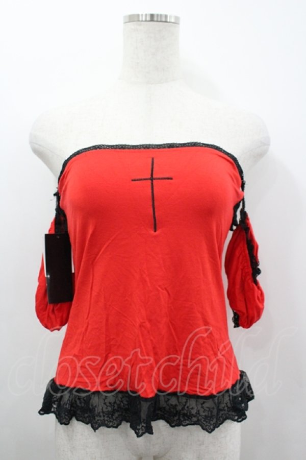 画像1: GLAVIL / 袖付きベアトップ  レッド I-26-04-06-016-PU-TO-SA-ZI (1)