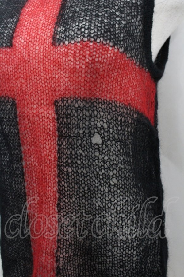 画像2: BPN / モヘアクロスノースリーブニット  ブラック×レッド I-26-04-06-017-GO-TO-SA-ZI (2)