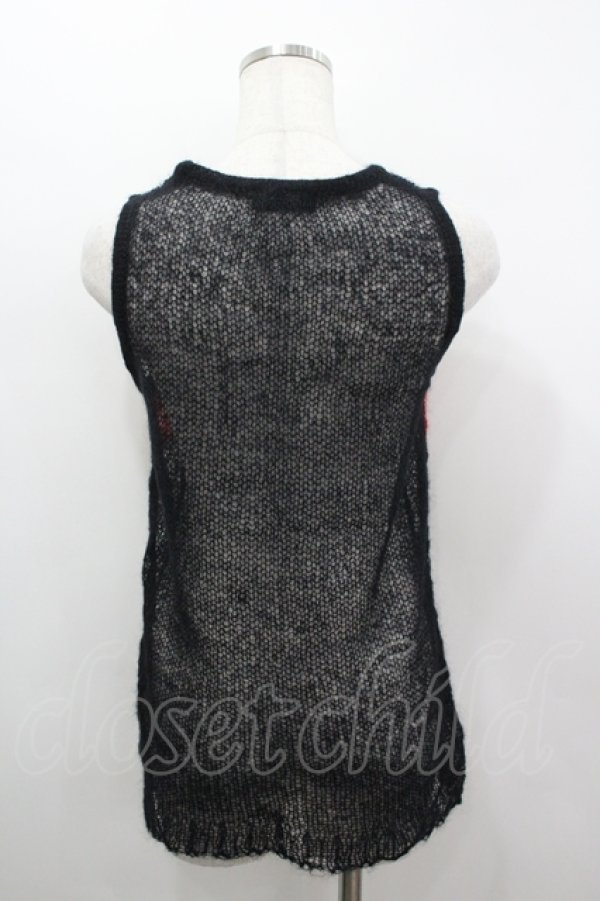 画像3: BPN / モヘアクロスノースリーブニット  ブラック×レッド I-26-04-06-017-GO-TO-SA-ZI (3)