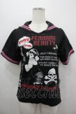 画像1: SEX POT ReVeNGe / セーラー襟Tシャツ  ブラック×ピンク I-26-04-06-019-SP-TS-SA-ZI (1)