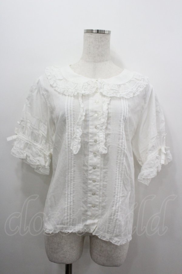 画像1: PINK HOUSE / フランス製レース使い襟付きブラウス  白 I-26-04-06-020-LO-BL-SA-ZI (1)