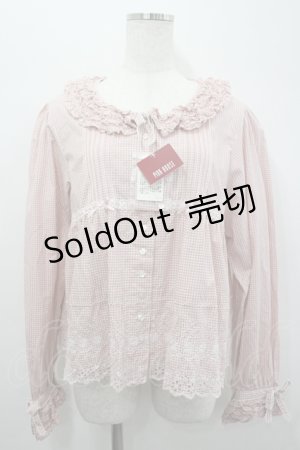画像: PINK HOUSE / ギンガムチェック裾刺繍ブラウス  ピンクＸ白チェック I-26-04-06-021-LO-BL-SA-ZI