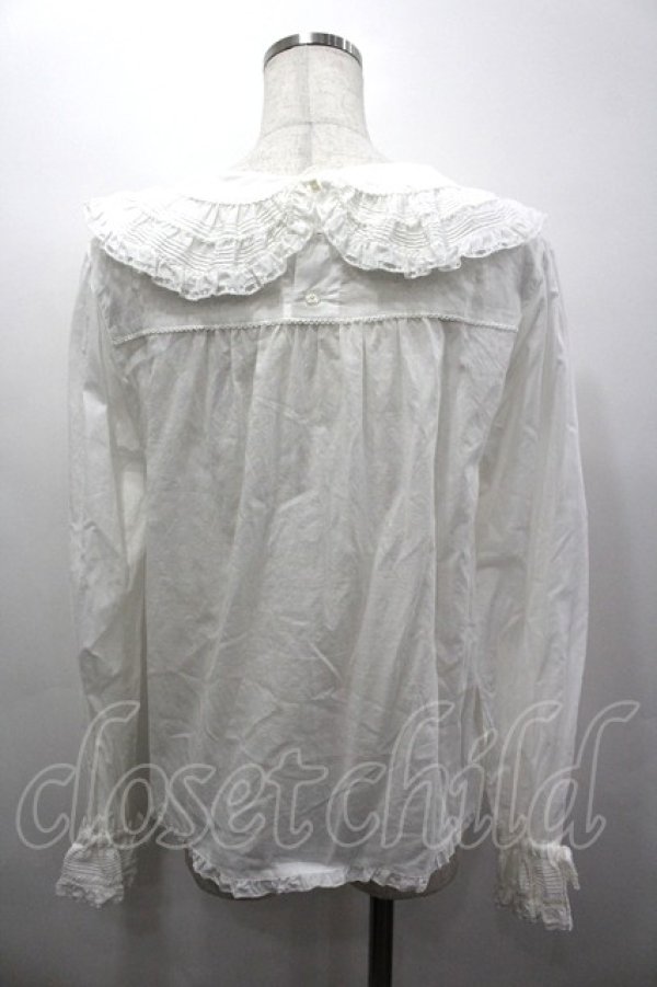 画像2: PINK HOUSE / ピコレース使い丸襟プルブラウス  白 I-26-04-06-024-LO-BL-SA-ZI (2)