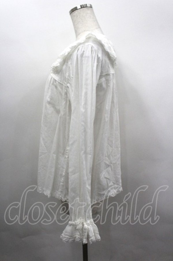 画像3: PINK HOUSE / ピコレース使い丸襟プルブラウス  白 I-26-04-06-024-LO-BL-SA-ZI (3)