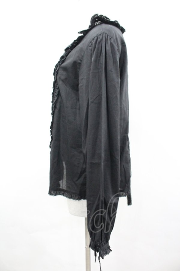 画像3: PINK HOUSE / ピンタックフリル長袖ブラウス  黒 I-26-04-06-025-LO-OP-SA-ZI (3)