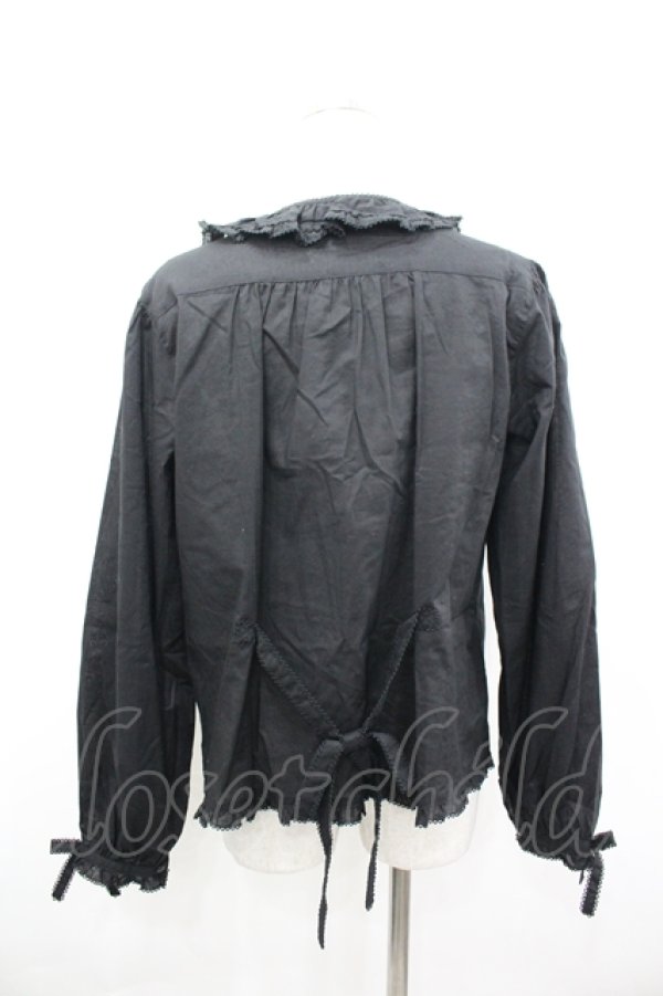 画像4: PINK HOUSE / ピンタックフリル長袖ブラウス  黒 I-26-04-06-025-LO-OP-SA-ZI (4)