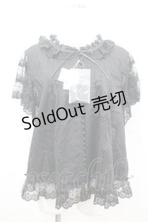 画像: PINK HOUSE / レース半袖ブラウス  黒 I-26-04-06-026-LO-BL-SA-ZI