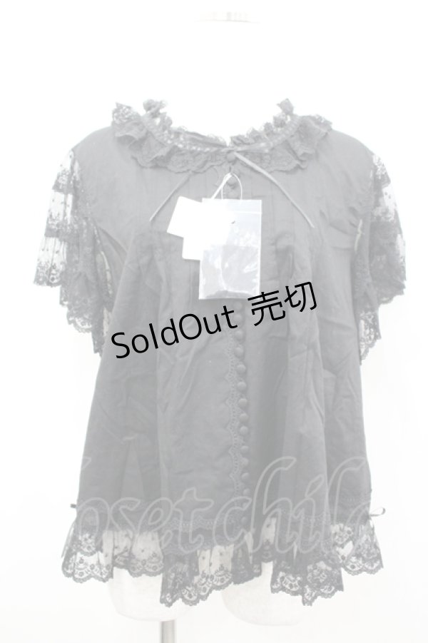 画像1: PINK HOUSE / レース半袖ブラウス  黒 I-26-04-06-026-LO-BL-SA-ZI (1)