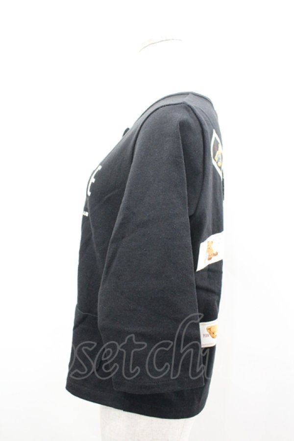 画像2: PINK HOUSE / ロゴネーム使いスナップカーディガン 3(M) 黒 I-26-04-06-028-LO-TO-SA-ZI (2)