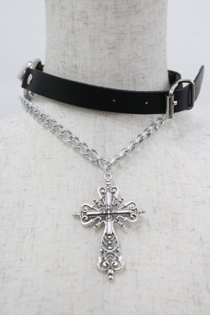 画像: LOLITAその他(お買取対象外) / クロスチェーンベルトチョーカー  黒Ｘシルバー I-26-04-08-001-LO-AC-SA-ZI
