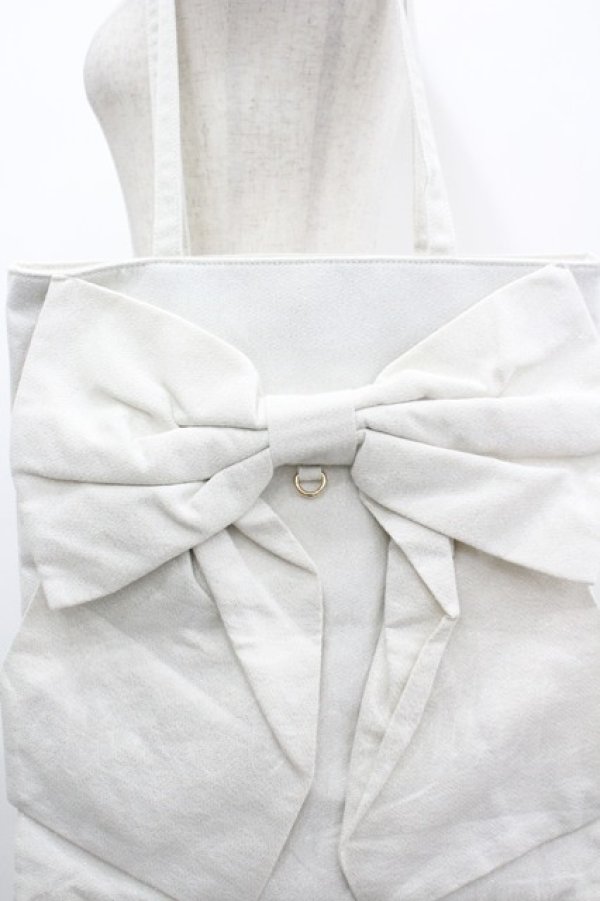 画像4: axes femme / タテ型ビッグリボントートバッグ  生成り I-26-04-08-033-AX-BG-TE-ZI (4)