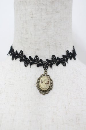 画像: hiroko tokumine / エマカメオレースチョーカー  黒 I-26-04-08-006-LO-AC-SA-ZI