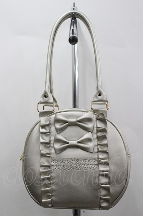 画像1: axes femme kawaii / ツインリボンラウンドハンドバッグ  ゴールド I-26-04-08-036-AX-BG-TE-ZI (1)