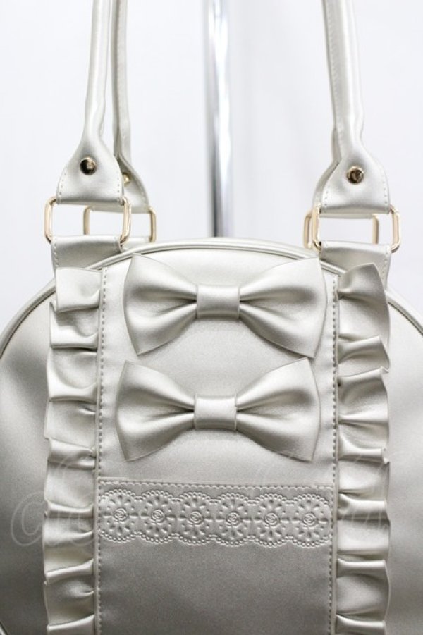 画像4: axes femme kawaii / ツインリボンラウンドハンドバッグ  ゴールド I-26-04-08-036-AX-BG-TE-ZI (4)