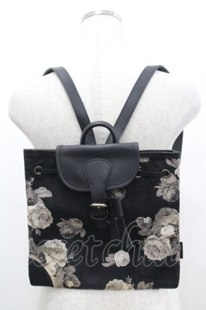 画像: WONDERFUL WORLD / バラ柄ミニリュック  ブラック I-26-04-08-037-LO-BG-SA-ZI