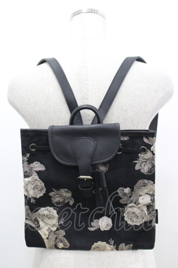 画像1: WONDERFUL WORLD / バラ柄ミニリュック  ブラック I-26-04-08-037-LO-BG-SA-ZI (1)