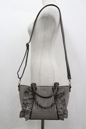 画像: axes femme / 異素材使いフリルバッグ  ブラウン I-26-04-08-038-AX-BG-TE-ZI