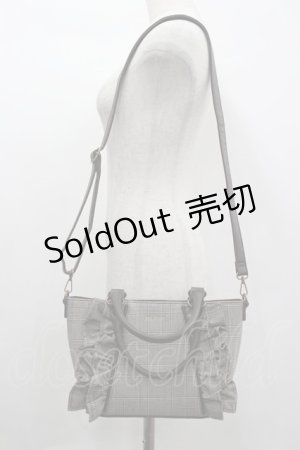 画像: axes femme / 異素材使いフリルバッグ  ブラウン I-26-04-08-038-AX-BG-TE-ZI