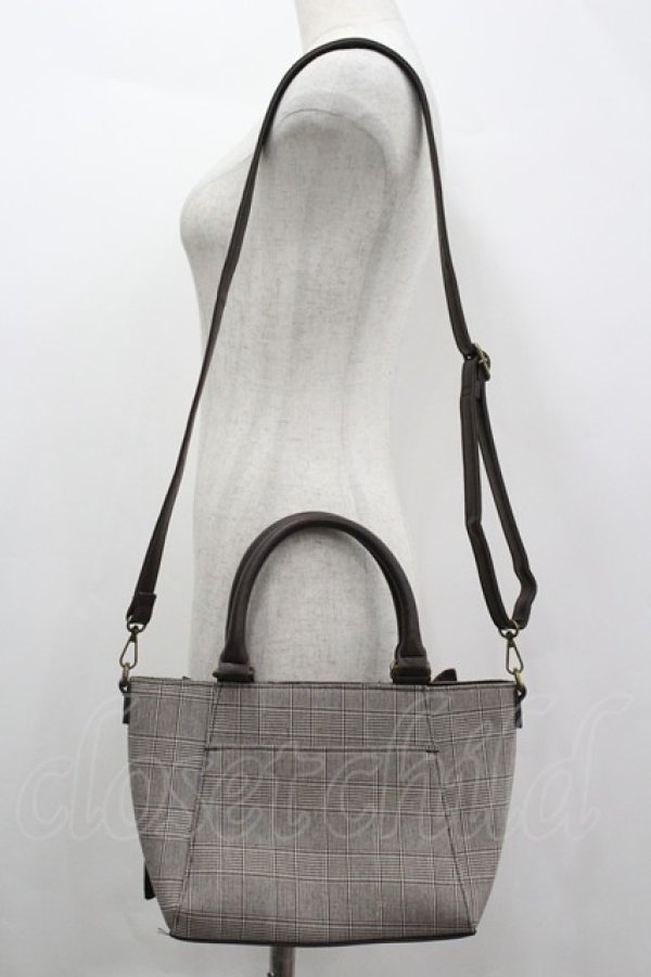 画像2: axes femme / 異素材使いフリルバッグ  ブラウン I-26-04-08-038-AX-BG-TE-ZI (2)