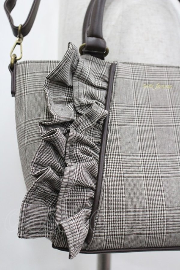 画像4: axes femme / 異素材使いフリルバッグ  ブラウン I-26-04-08-038-AX-BG-TE-ZI (4)