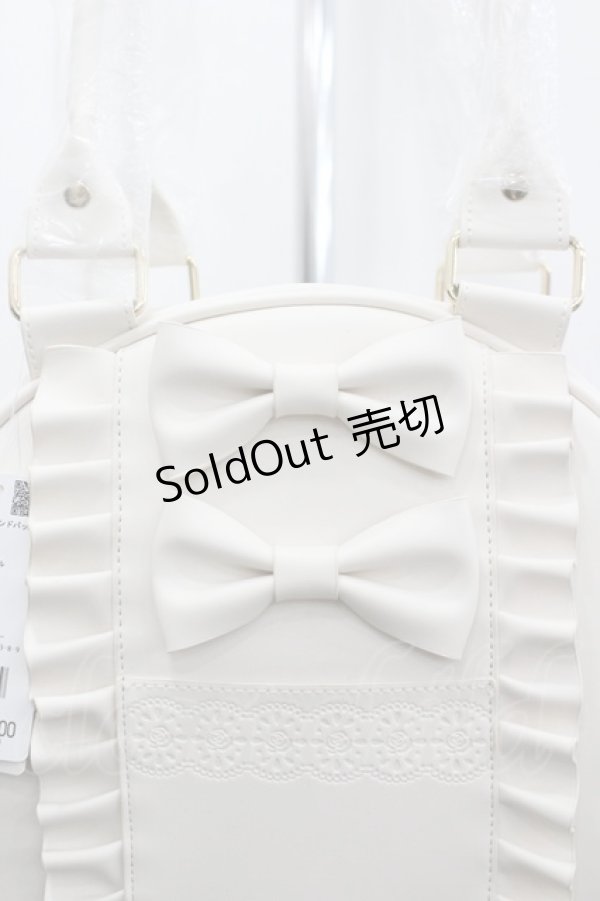 画像4: axes femme kawaii / ツインリボンラウンドバッグ  生成り I-26-04-08-039-AX-BG-TE-ZI (4)