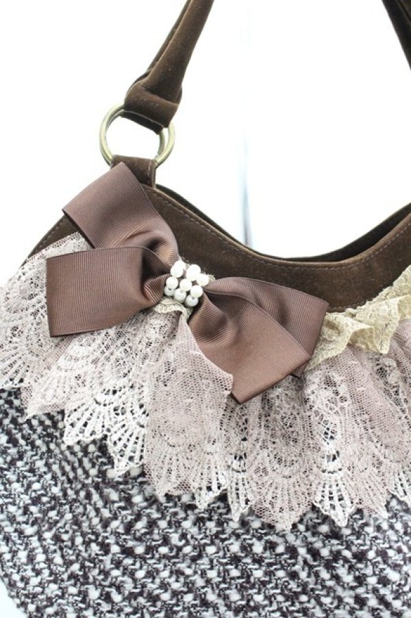 画像4: axes femme / ツイードバッグ  ブラウン I-26-04-08-040-AX-BG-SA-ZI (4)