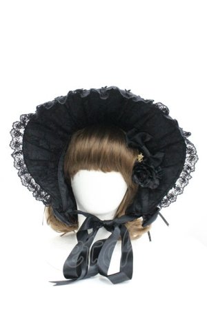 画像: ALICE and the PIRATES / レースリボン薔薇ハーフボンネット  黒 I-26-04-08-059-PA-AC-SA-ZI