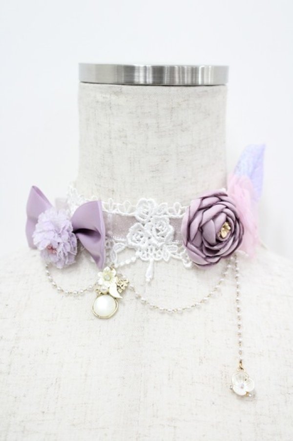 画像9: LOLITAその他(お買取対象外) / レースプリント&リボンハーフボンネットセット  ラベンダー I-26-04-08-061-LO-AC-SA-ZI (9)