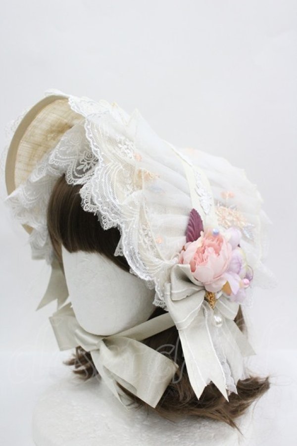 画像1: LOLITAその他(お買取対象外) / フラワーモチーフチュールレースヘッドドレスセット  白ｘベージュｘピンク I-26-04-08-063-LO-AC-SA-ZI (1)
