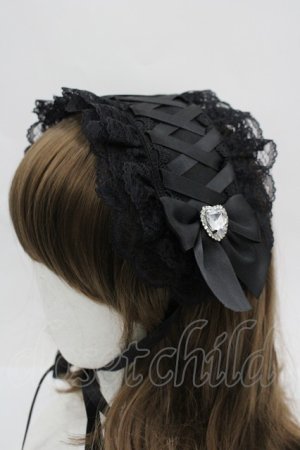 画像: NOEMIE / キラキラハートビジューヘッドドレス  黒 I-26-04-08-066-LO-AC-TE-ZI