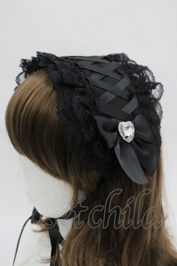 画像1: NOEMIE / キラキラハートビジューヘッドドレス  黒 I-26-04-08-066-LO-AC-TE-ZI (1)