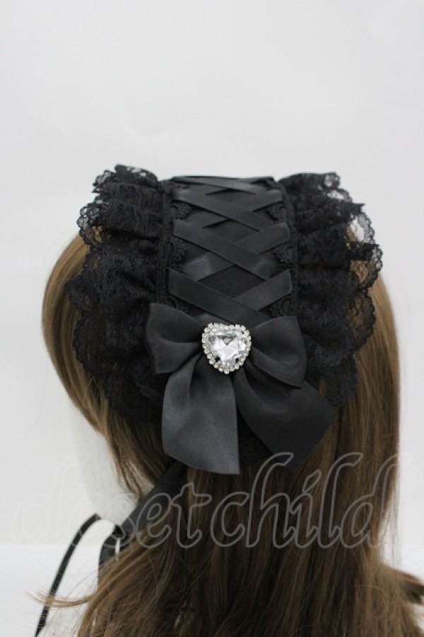 画像2: NOEMIE / キラキラハートビジューヘッドドレス  黒 I-26-04-08-066-LO-AC-TE-ZI (2)