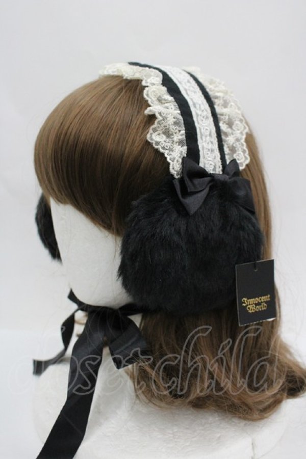 画像1: Innocent World / HAT クラシカルファーイヤマフ  ブラック I-26-04-08-067-IW-AC-SA-ZI (1)