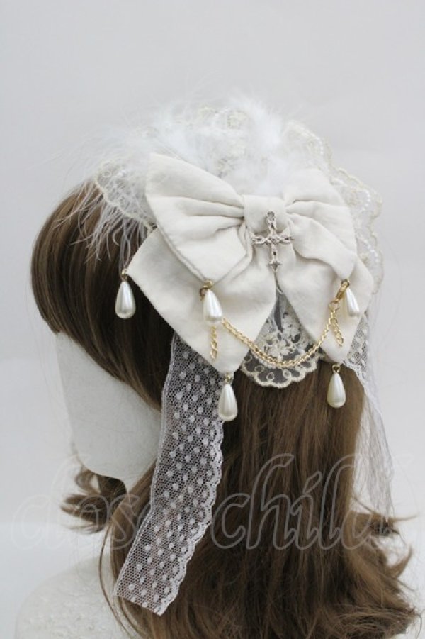 画像1: LOLITAその他(お買取対象外) / リボンクロスキャノティエクリップ  白ｘゴールド I-26-04-08-075-LO-AC-SA-ZI (1)