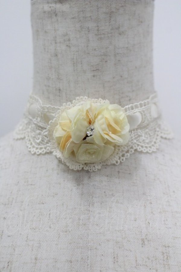 画像1: axes femme / 造花付レーシーチョーカー  キナリ I-26-04-08-002-AX-AC-TE-ZI (1)