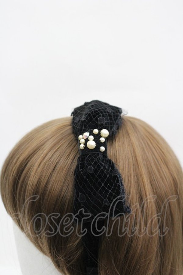 画像2: Emily Temple cute / ベルベットリボンカチューシャ  ブラック I-26-04-08-076-ET-AC-SA-ZI (2)