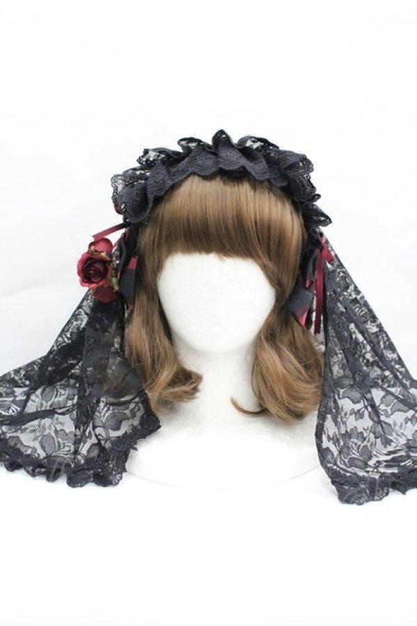 画像5: ALICE and the PIRATES / Memoire de Rose ヴェールカチューシャ  黒Ｘ赤 I-26-04-08-082-PA-AC-SA-ZI (5)