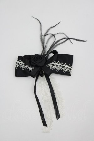 画像: LOLITAその他(お買取対象外) / 薔薇リボンモチーフデザインリボンクリップ  黒Ｘ白 I-26-04-08-098-LO-AC-SA-ZI