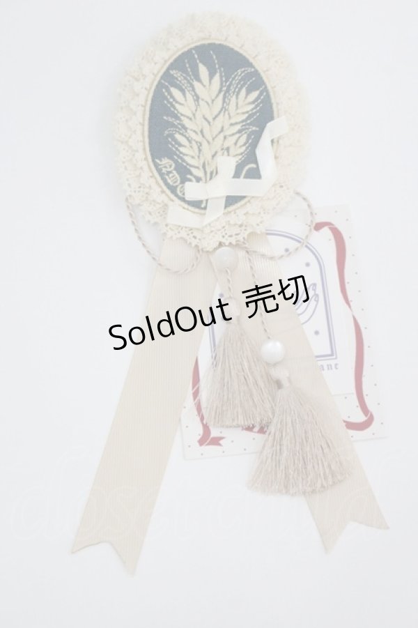 画像1: 仲夏物語 / 刺繍モチーフ&タッセルリボン2WAYクリップ  ベージュＸネイビー I-26-04-08-101-EL-ZA-SA-ZI (1)