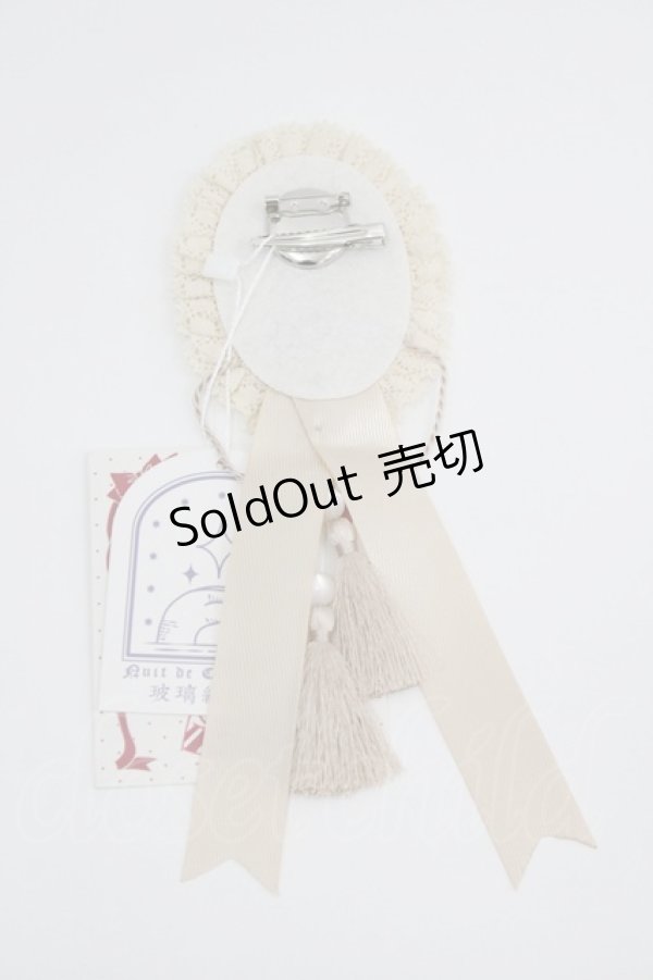 画像2: 仲夏物語 / 刺繍モチーフ&タッセルリボン2WAYクリップ  ベージュＸネイビー I-26-04-08-101-EL-ZA-SA-ZI (2)