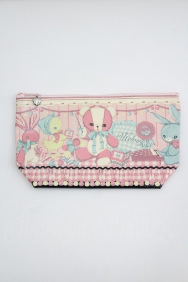 画像1: Angelic Pretty / MELODY TOYSポーチ  ピンクＸ黒 I-26-04-08-105-AP-ZA-SA-ZI (1)