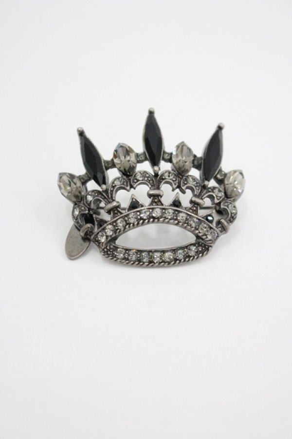 画像1: PINK HOUSE / クラウンブローチ  シルバー×黒 I-26-04-08-112-LO-AC-TE-ZI (1)