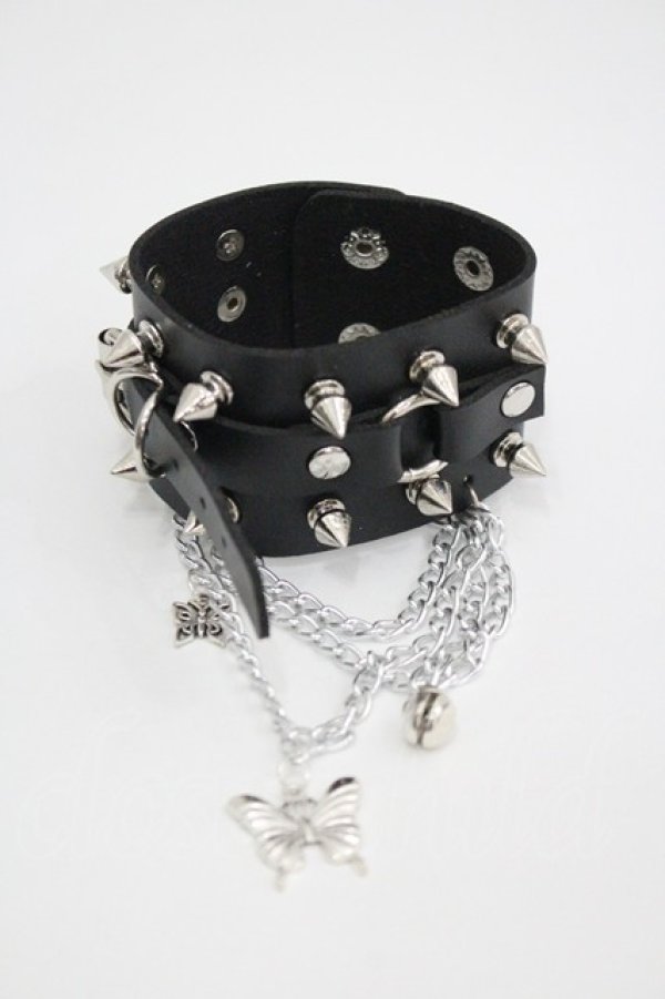 画像1: LOLITAその他(お買取対象外) / チェーンスタッズブレスレット  黒Ｘシルバー I-26-04-08-114-LO-AC-SA-ZI (1)