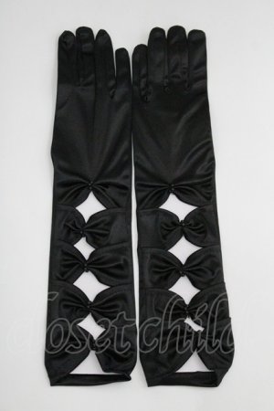 画像: LOLITAその他(お買取対象外) / リボンデザイングローブ  黒 I-26-04-08-115-LO-AC-SA-ZI
