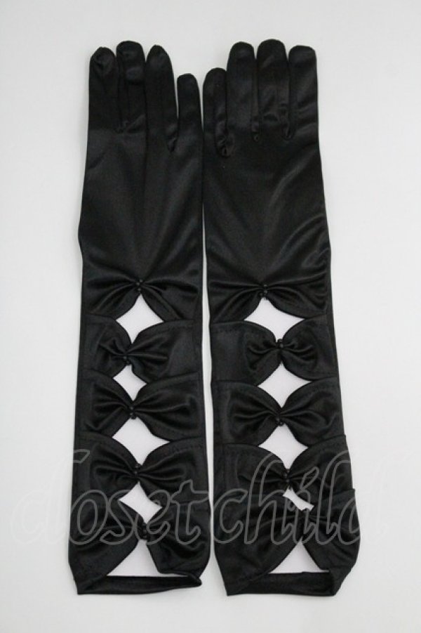 画像1: LOLITAその他(お買取対象外) / リボンデザイングローブ  黒 I-26-04-08-115-LO-AC-SA-ZI (1)