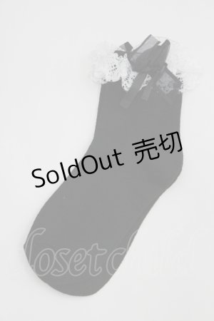 画像: Hoshibako Works / レースリボンソックス  黒Ｘ白 I-26-04-08-128-LO-ZA-SA-ZI