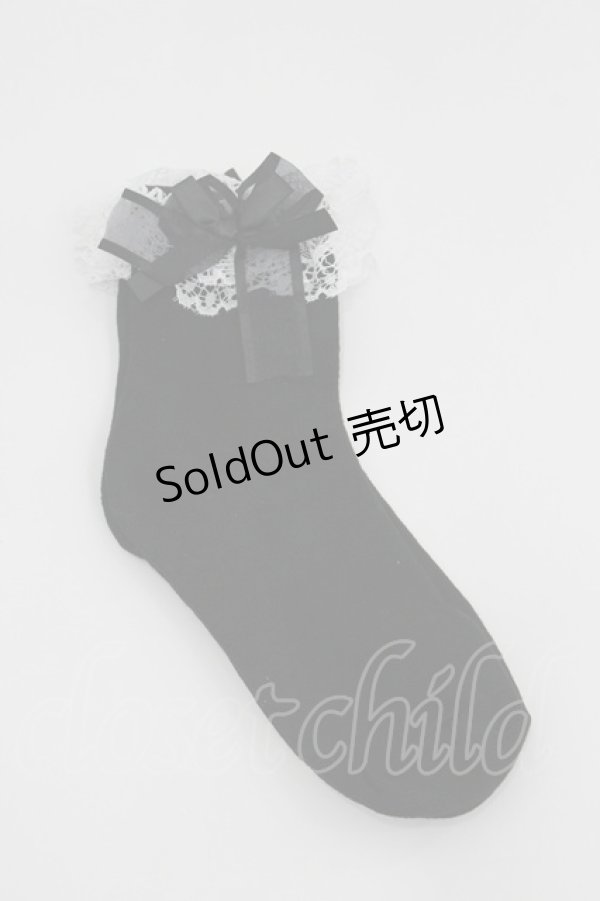 画像2: Hoshibako Works / レースリボンソックス  黒Ｘ白 I-26-04-08-128-LO-ZA-SA-ZI (2)