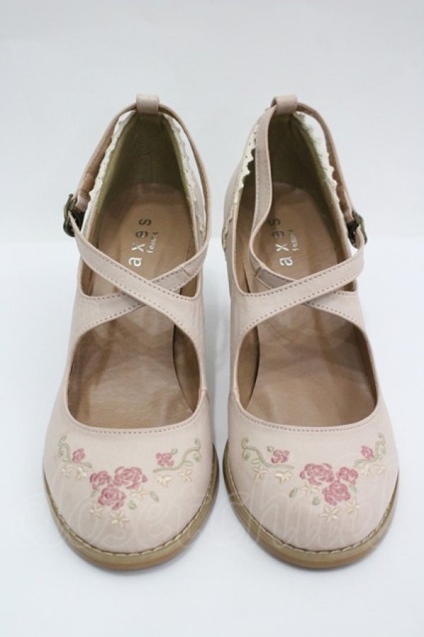 画像1: axes femme / 薔薇刺繍パンプス L ピンクベージュ I-26-04-08-133-AX-SH-TE-ZI (1)