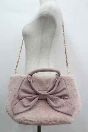 画像: axes femme / リボンデザインファーバッグ   ピンク I-26-04-08-023-AX-BG-TE-ZI