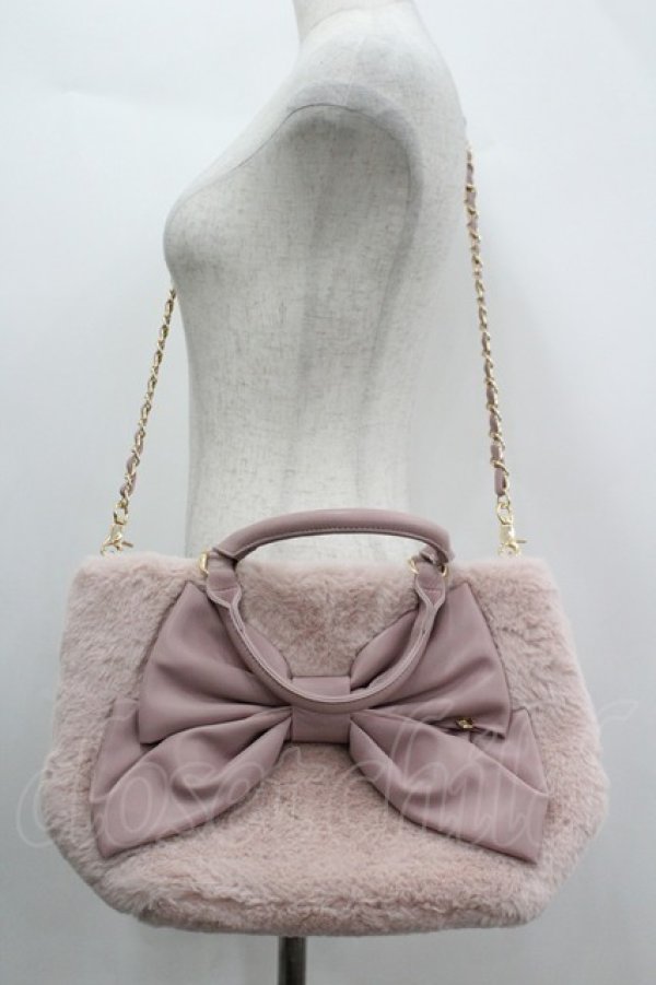 画像1: axes femme / リボンデザインファーバッグ   ピンク I-26-04-08-023-AX-BG-TE-ZI (1)